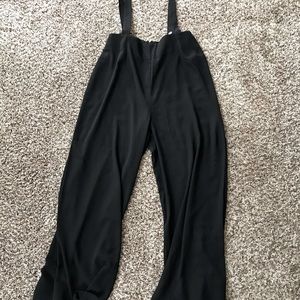 Wide leg suspender slacks
